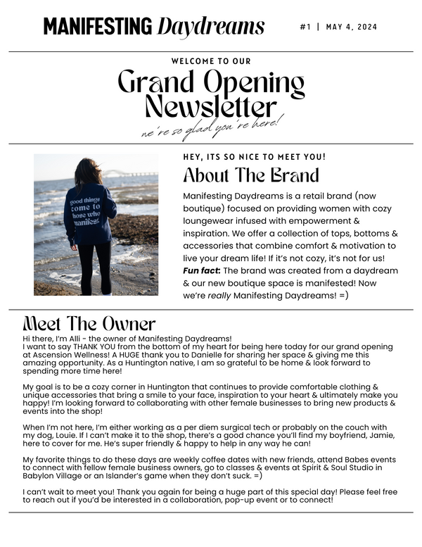 Grand Opening Newsletter!