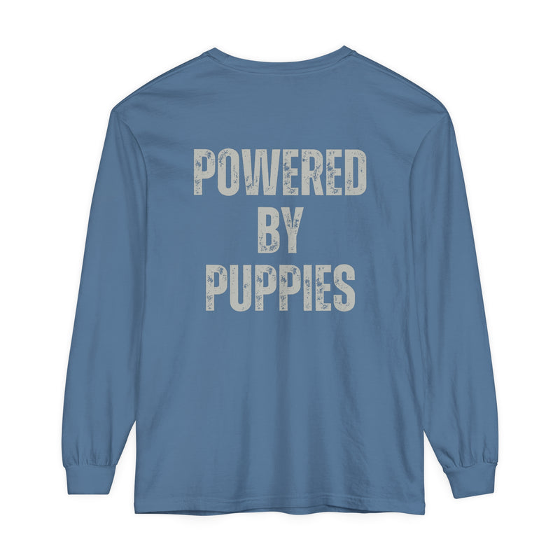 Meet our "Powered by Puppies" long sleeve tee – the ultimate blend of comfy cozy and puppy love! 🐾✨ Unleash the cuteness, spread the joy, and stay snug with a touch of furry magic!🐶