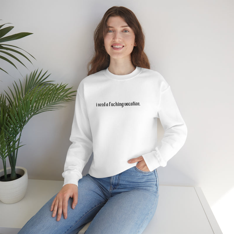 This cheeky and playful sweatshirt is perfect for those moments when you're dreaming of sandy beaches, exotic destinations, and the ultimate getaway. It's a playful invitation for others to share their travel stories, exchange destination recommendations, and join in on the anticipation of future adventures. Wear it proudly and watch as it sparks smiles and nods of agreement wherever you go!