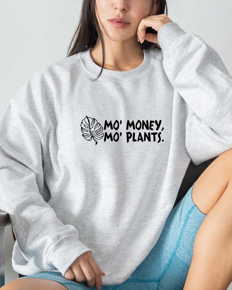 Mo Money Mo Plants Crewneck Sweatshirt, Funny Plants Shirt, Plant Lover Sweater, Plant Mom Sweatshirt, Gift For Plant Friend, Gardening Sweatshirt, Biggie Smalls Shirt, Vintage Retro Sweatshirt, Green Thumb Shirt, Manifesting Daydreams