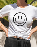 Manifesting Daydreams Happy Face Crewneck T-Shirt, Smile Face Shirt, Brand Tee, Staple Statement Shirt, Manifesting Daydreams
