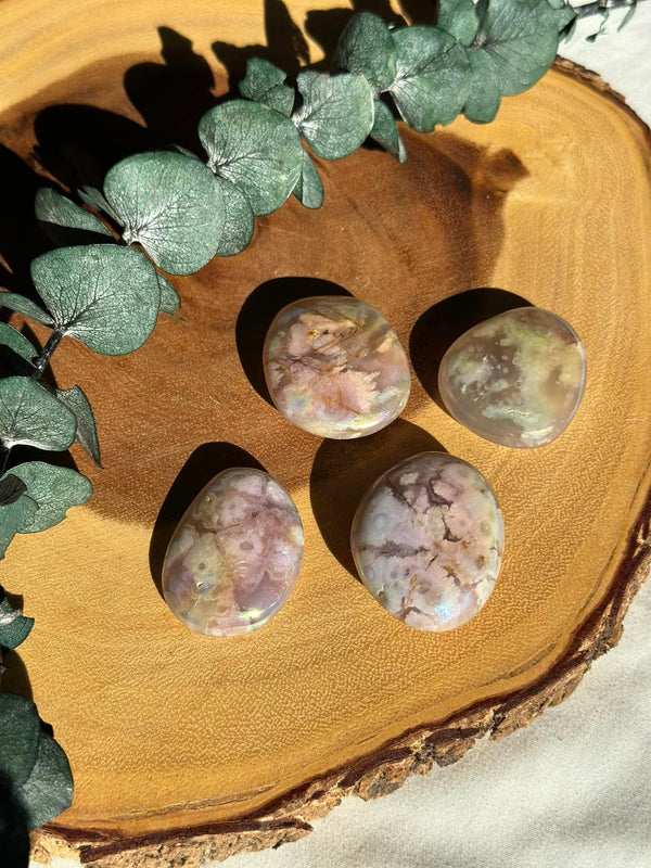 Angel Aura Flower Agate Palm Stone • Personal Growth, Limitless Potential, Femininity