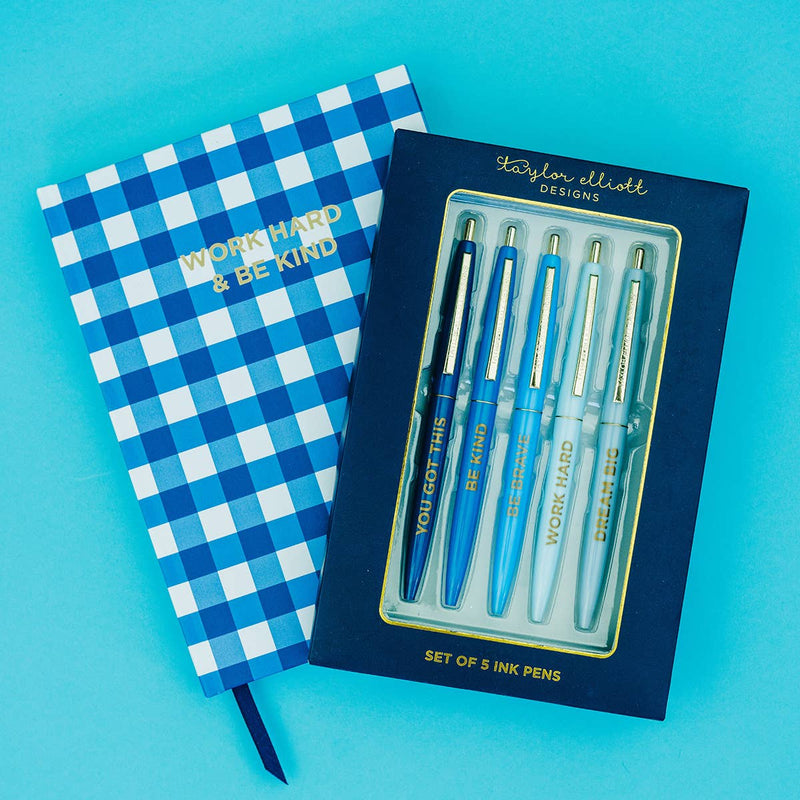 Motivational Pen Set • 5 Pens • Blue