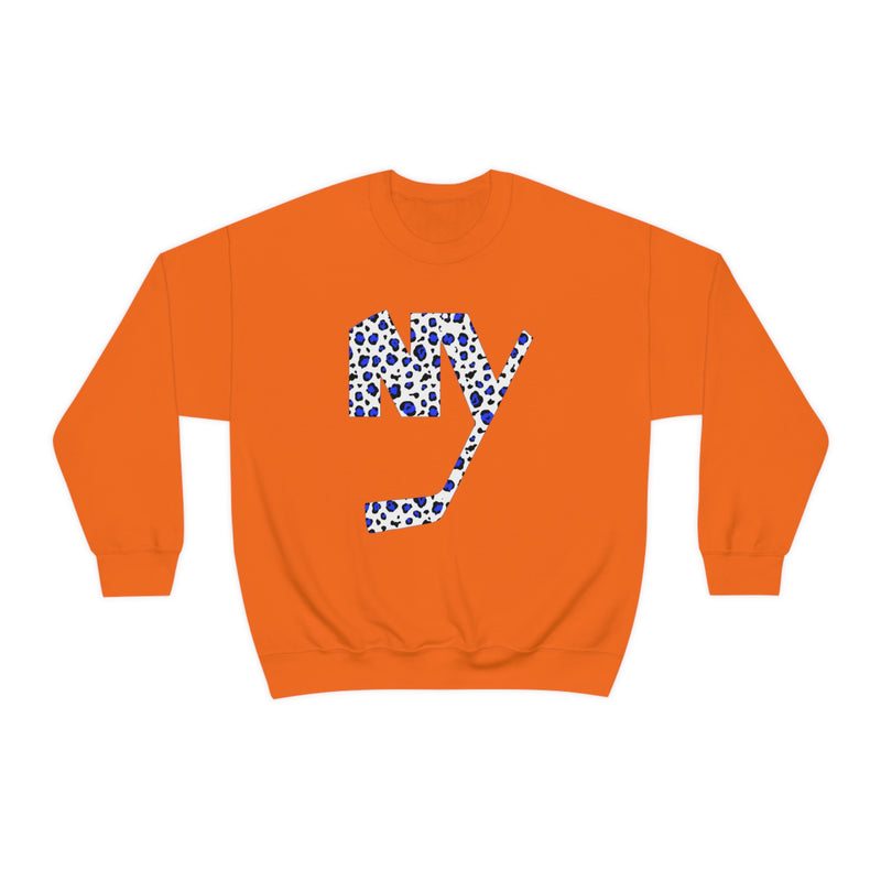 New York Islanders Blue Cheetah Print Logo Crewneck Sweatshirt