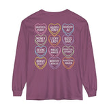 Dive into the Valentine's Day spirit with our "Affirmation Hearts" Long Sleeve Tee covered in conversation hearts that speak volumes of positivity. 💕 Each heart carries a loving affirmation, turning your cozy wear into a celebration of self-love. Embrace the warmth, spread the affirmations, and let your heart do the talking in style! 💖