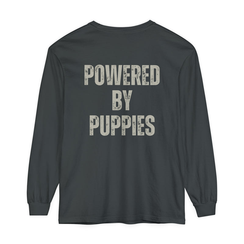 Meet our "Powered by Puppies" long sleeve tee – the ultimate blend of comfy cozy and puppy love! 🐾✨ Unleash the cuteness, spread the joy, and stay snug with a touch of furry magic!🐶