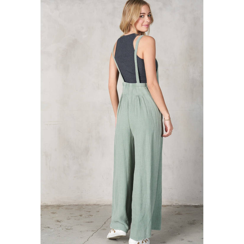 Flower Hill Cotton Jumpsuit • Sage