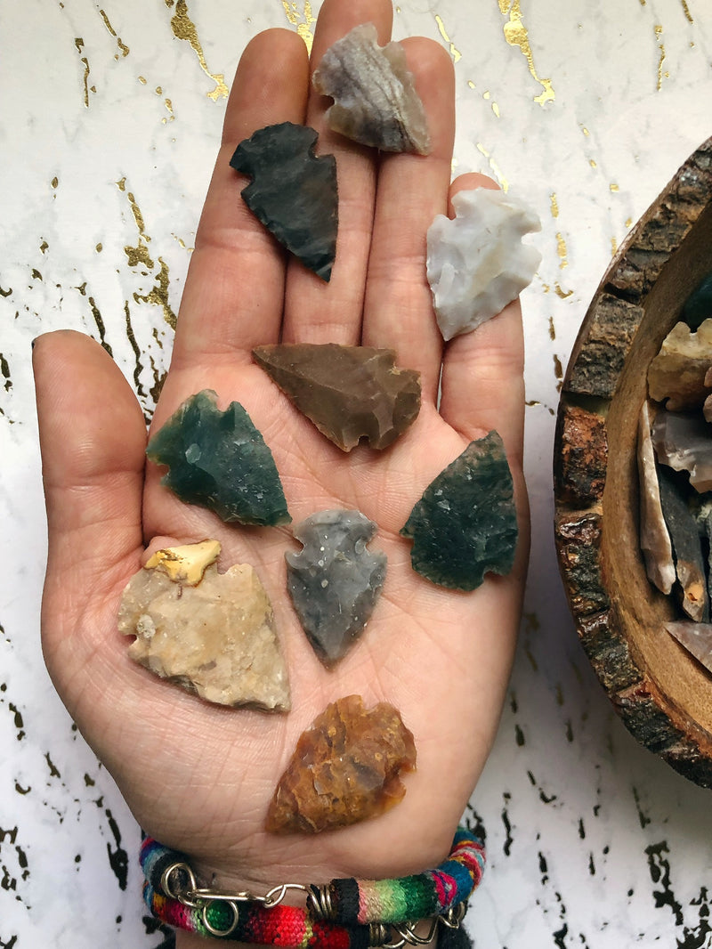 Unleash the primal power and ancient wisdom of raw Agate arrowheads. These captivating gemstone artifacts, crafted by nature itself, embody the strength and resilience of the ages. Embrace their raw beauty and tap into their metaphysical properties, allowing them to serve as powerful talismans of protection and courage.