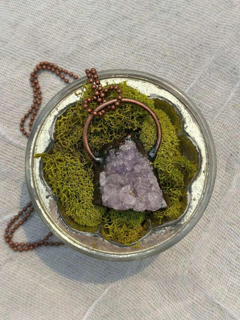 Raw Amethyst Cluster Necklace • Serenity, Peace, Clarity