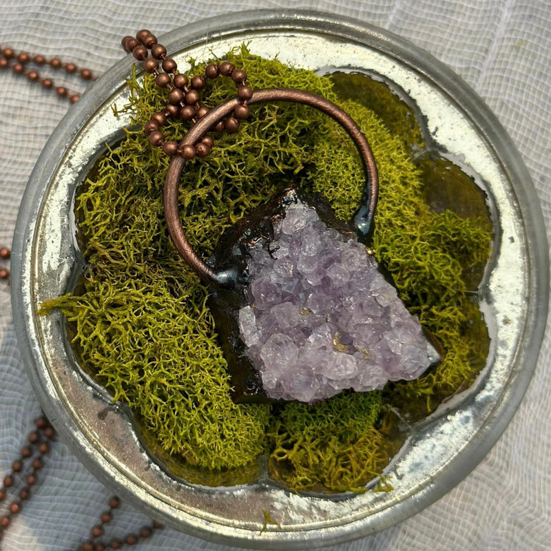 Raw Amethyst Cluster Necklace • Serenity, Peace, Clarity