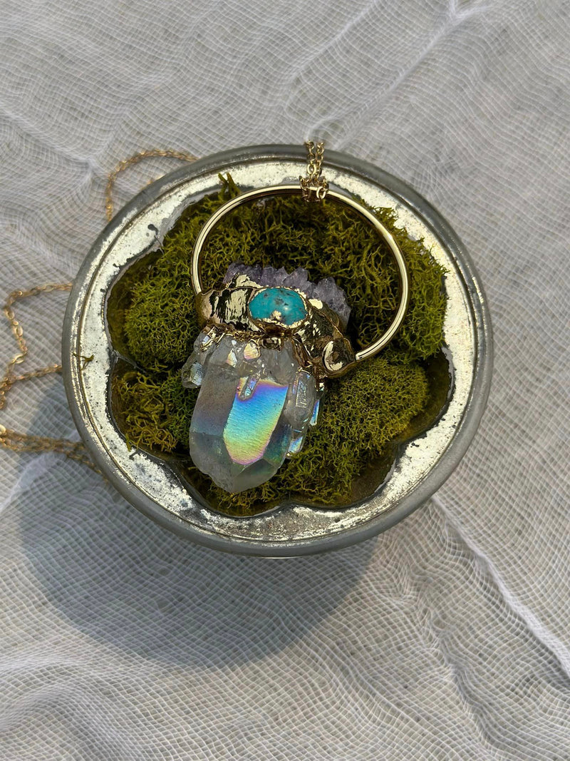Angel Aura Quartz + Amethyst Necklace