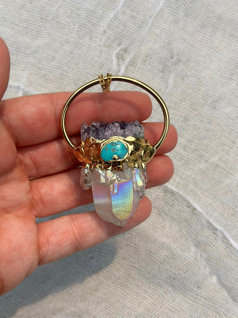 Angel Aura Quartz + Amethyst Necklace