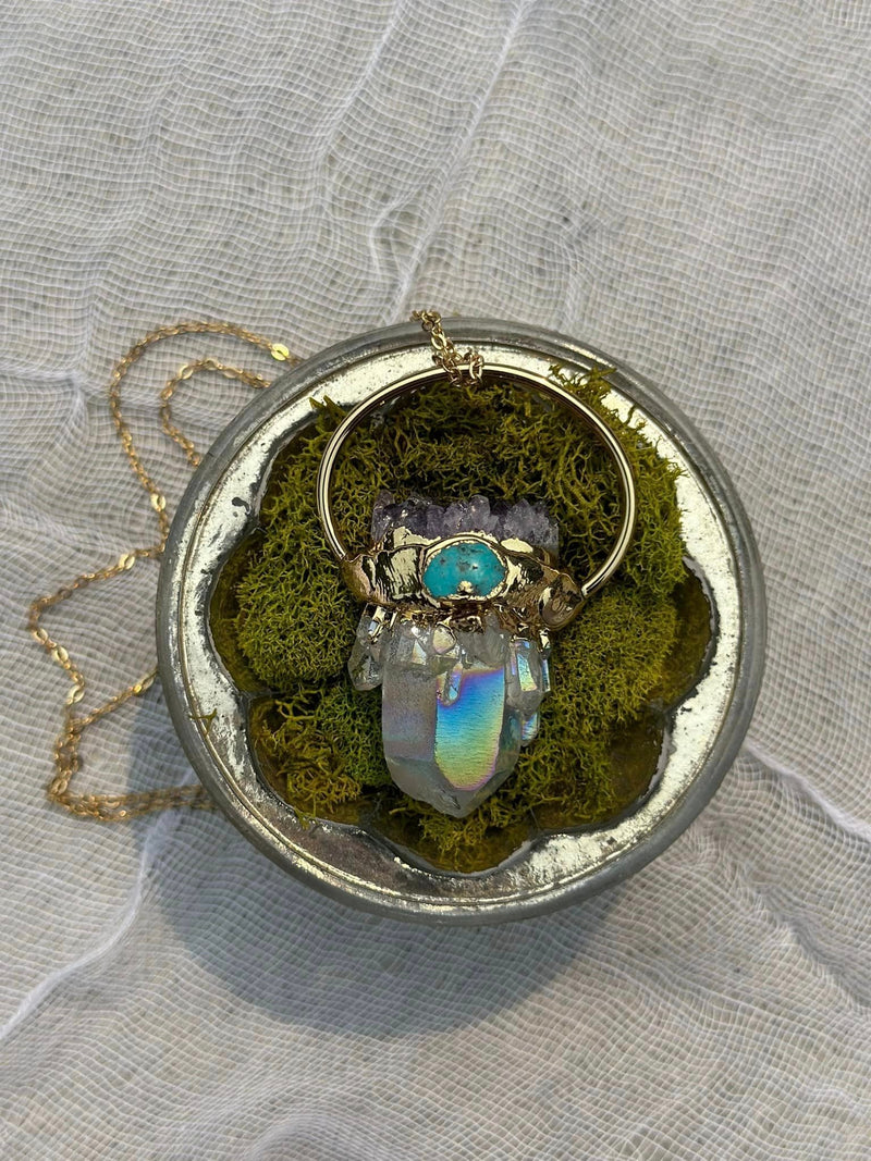Angel Aura Quartz + Amethyst Necklace