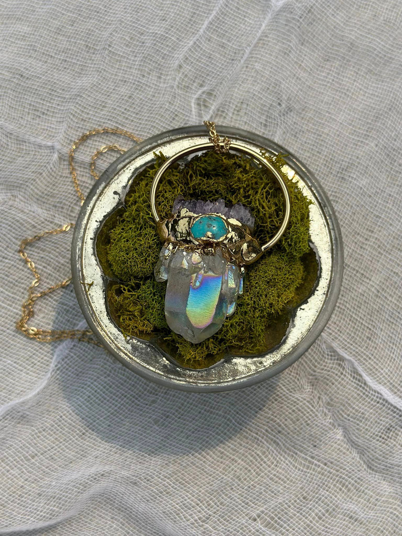 Angel Aura Quartz + Amethyst Necklace