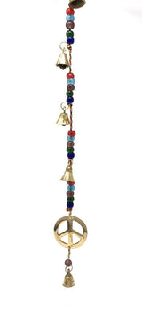 Peace Sign Brass Beaded Wind Chime String