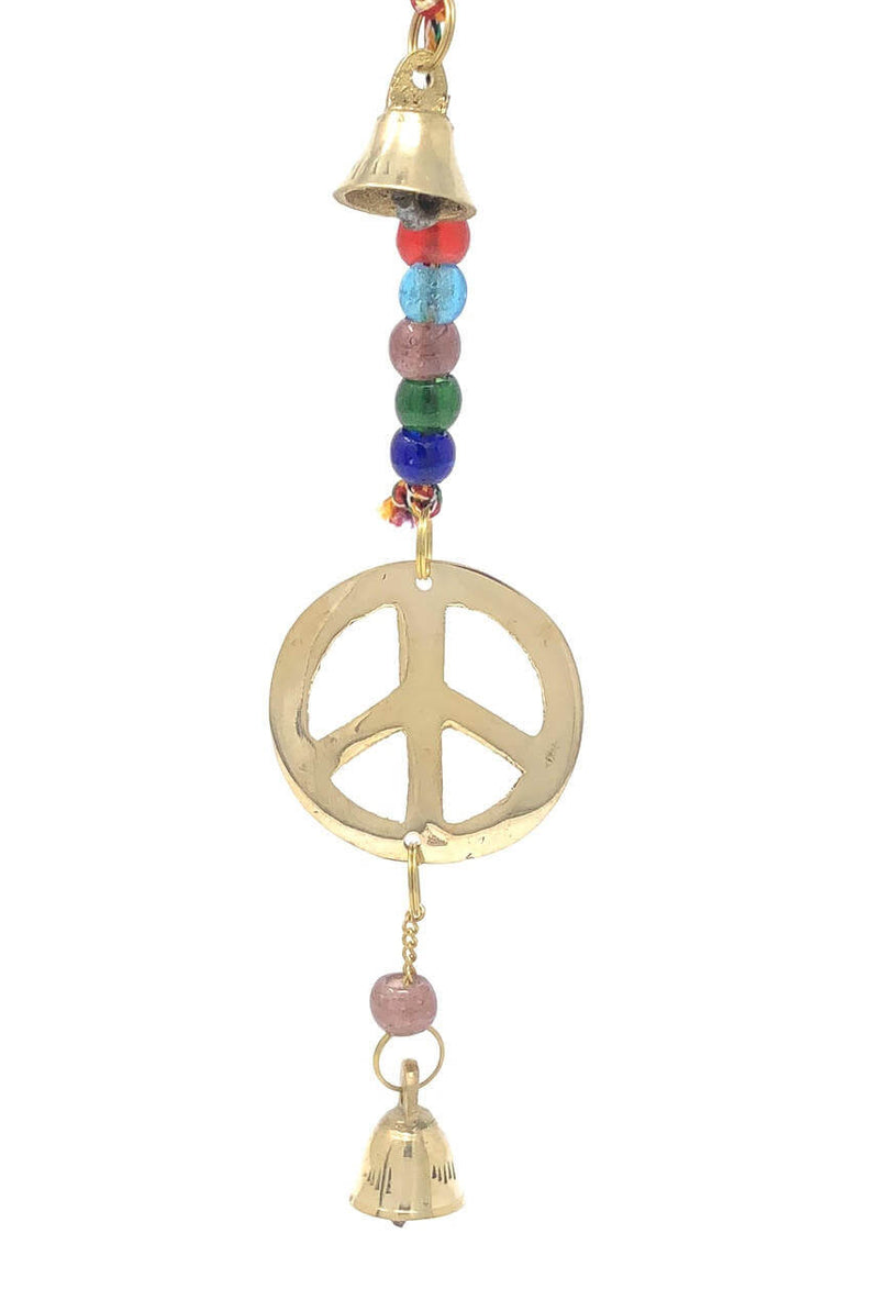 Peace Sign Brass Beaded Wind Chime String