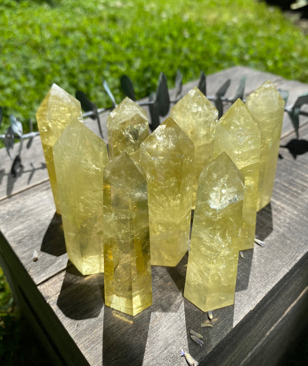 Elevate your space with the radiant beauty of a Citrine Tower. Discover the mesmerizing metaphysical properties of this trendy crystal, known as the stone of abundance and manifestation. Embrace its vibrant energies that promote positivity, success, and prosperity. 