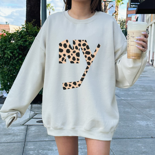 Tan Cheetah Print New York Islanders Sweatshirt