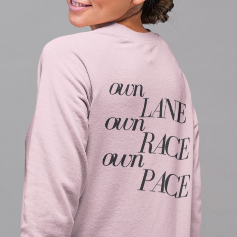 Stride confidently and embrace individuality and self-empowerment. Whether you're breaking barriers or pursuing your passions, wear this empowering sweatshirt and celebrate your unique journey as you navigate life at your own rhythm. Own your path and embrace the power of being yourself!