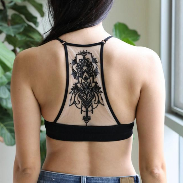 Azalea Place Lotus Tattoo Bralette • Black