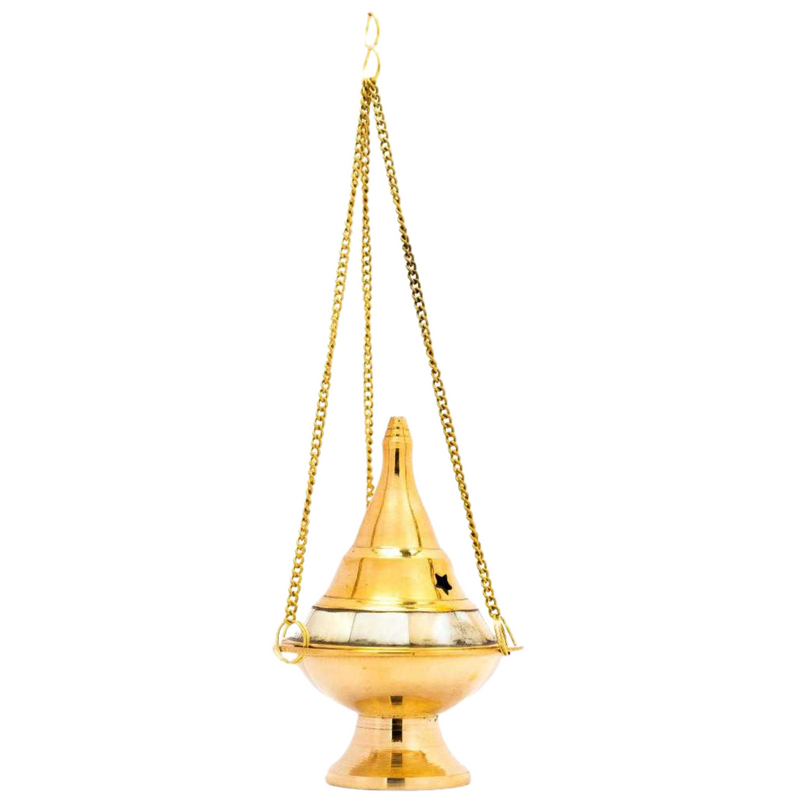 Brass + Pearl Stone Hanging Incense Burner