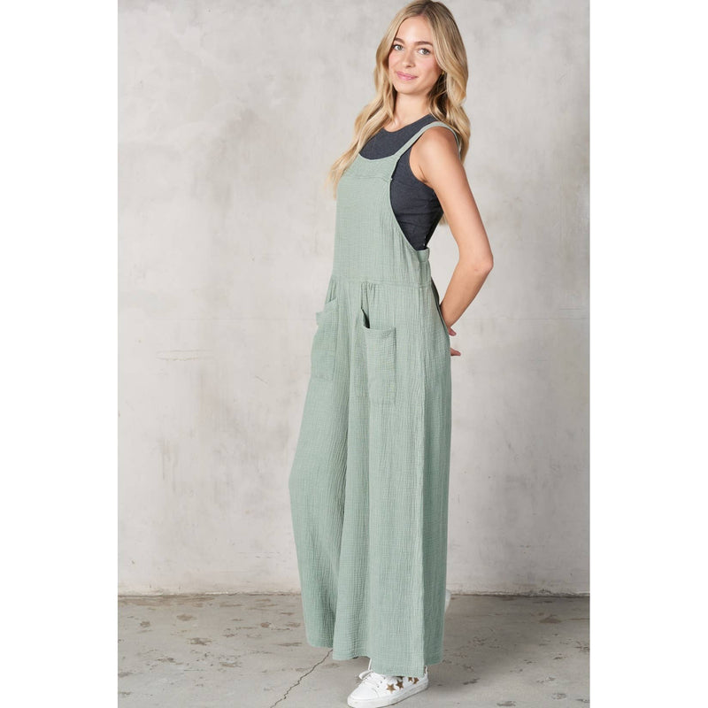 Flower Hill Cotton Jumpsuit • Sage