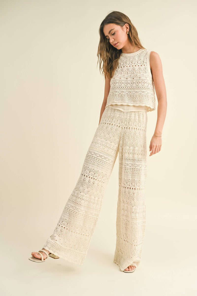 Dobie Ave Crochet Wide Leg Pants