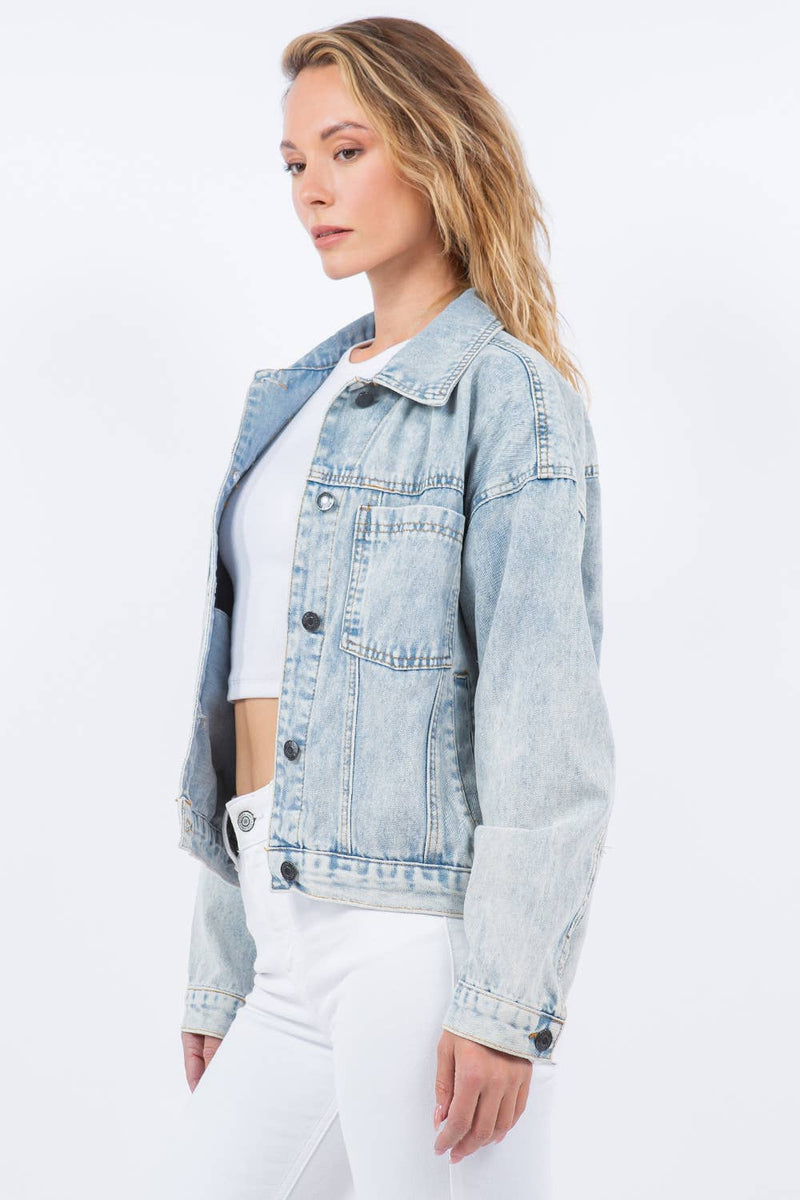 Sunset Drive Relaxed Trucker Denim Jacket