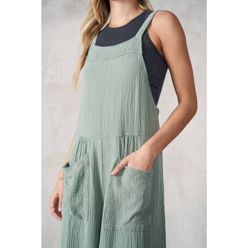 Flower Hill Cotton Jumpsuit • Sage