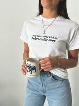 May Your Coffee Kick In Before Reality Does Crewneck T-Shirt, Small Business Shirt, Small Business Owner Tee, Bachelorette Shirts, Long Island Shirt, Best Trendy Apparel, Gift For Stoner, Cute Coffee Tee, Funny Coffee Shirt, Retro Caffeine T-Shirt, Good Vibes Shirt, Manifesting Daydreams