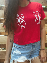 Double Lobster Crop Top T-Shirt | Crop Top Tee | Best Crop Tops | Red Crop Top | Lobster Boobs Tee | Bachelorette T-Shirts | Maine Lobster Shirt | Long Island Lobster Shirt | Manifesting Daydreams