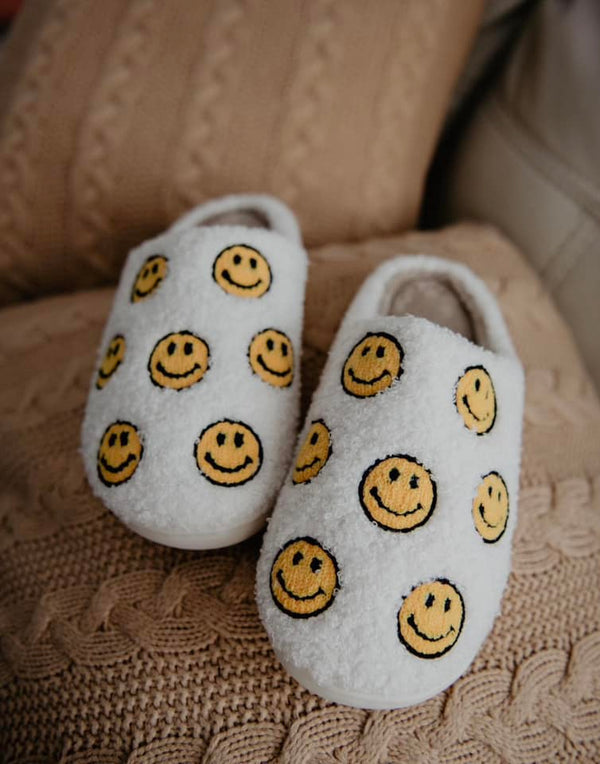 All Over Smile Face Happy Face Sherpa Slippers | Women's Slippers | Best Gift 2022 | Happy Face Gift | Smiley Face Slippers | Katydid Slippers | Manifesting Daydreams