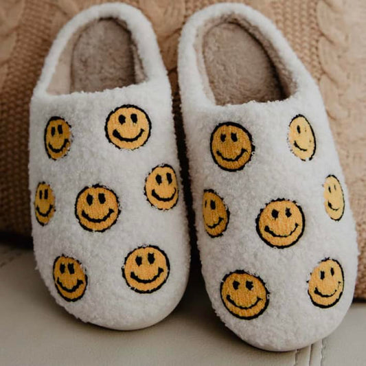 All Over Smile Face Happy Face Sherpa Slippers | Women's Slippers | Best Gift 2022 | Happy Face Gift | Smiley Face Slippers | Katydid Slippers | Manifesting Daydreams