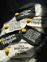 Large Canvas Zipper Pouch | Customized Makeup Bag | Smile Face Keychain | Free Gift | Best Stocking Stuffer 2022 | Boujee Hippie Zipper Bag | You Are What You Dream Quote Bag | I'm A Better Person When I'm High Smoking Bag | Cute Best Friend Gift | Manifesting Daydreams