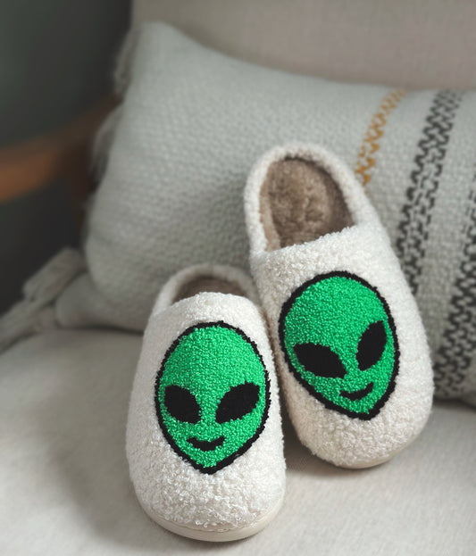 Alien Face Sherpa Slippers